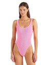 Hunza G Square Neck Swim Crinkle Badedrakt Rosa  female