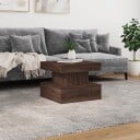  Salongbord med LED-lys brun eik 50x50x40 cm 8721012466159
