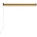 vidaXL Manuell uttrekkbar markise med LED 300x250 cm gul og hvit