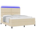  Box Spring Seng med Madrass & LED Krem 180x200 cm Stoff