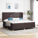  Box Spring Seng med Madrass   Mørk Brun 200x200 cm Stoff