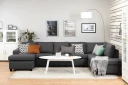 Crazy 5 seters Høyrevendt U formet X Large Sofa med Divan og Sjeselong i Stoff   Mørk grå
