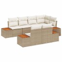  7-delt Hagesofa sett med puter i beige poly rotting
