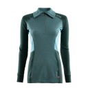 Aclima Women's WarmWool Polo L , North Atlantic/Green Gables/Reef Waters