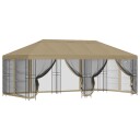 vidaXL Paviljong med sidevegger 6 x 3 m Beige Polyester og stål