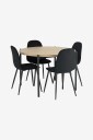 Ellos Home   Spisegruppe Gilda med 1 bord og 4 stoler   Svart