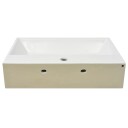 vidaXL Servant med kranhull keramisk hvit 60,5x42,5x14,5 cm