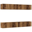 vidaXL 4 deler veggmontert TV-skapsett gammelt tre 100x30x30 cm