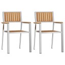  Stable Hagemøbler 2 stk Solid Teak & Rustfritt Stål