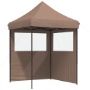  Sammenleggbart partytelt pop-up med 2 sidevegger brun 4004996