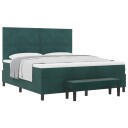  Box Spring Seng med Madrass & Benk Mørkegrønn 180x200 cm Fløyel