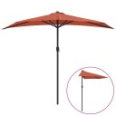 vidaXL Balkongparasoll aluminiumsstang terrakotta 270x135x245 cm halv