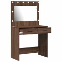  Sminkebord med LED lys Brun Eik 78,5x41x135 cm