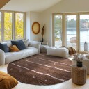 Rundt teppe   Leora Natural Cotton Shaggy brun/lilla Størrelse: Ø 240 cm