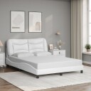  Sengeramme med LED-lys hvit 140x200 cm kunstig lær 8721012356504