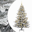 vidaXL Kunstig juletre med julekuler 150 cm 150 LED-lys Varmhvit