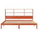  Seng med bokhylle uten madrass voksbrun 180x200 cm heltre furu 8721158603951
