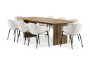 Bark Richeto Spisebord 240 cm med 8 Filip Spisestoler   Naturlig finish / Hvit Bouclé
