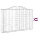 vidaXL Gabionkurver buede 2 stk 200x30x120/140 cm galvanisert jern