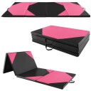 Sammenleggbar treningsmatte laget av kunstskinn med borrelås og amp Bærehåndtak 300 x 117 x 5 cm rosa