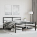 vidaXL Sengeramme i metall med hode- og fotgavl svart 160x200 cm 8721012302839