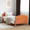 vidaXL Sengeramme med hodegavl voksbrun 90x190 cm heltre furu 8721012427693