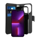 Puro 2-i-1 Magnetisk Lommebok-Deksel til iPhone 14 Pro Svart - Eco-lær