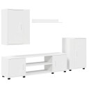  TV benksett Veggmontert 4 pcs Hvit Konstruert tre