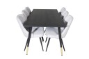 Venture Home Dipp Spisegruppe 180 cm Rektangulær med 6 Velvet Stoler Sort/Guld