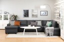 Crazy 5 seters Høyrevendt U formet X Large Sofa med Divan og Sjeselong i Stoff   Mørk grå