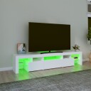  TV-benk med LED-lys hvit 200x36,5x40 cm