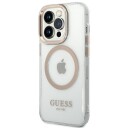 Guess iPhone 14 Pro 6,1" Metal Outline MagSafe Deksel i Gull