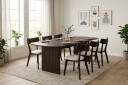 Alma spisegruppe 220 cm rektangulær i røkt eik med 6 Amelia spisestoler med pute   Røkt eik/beige