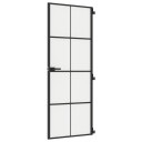 vidaXL Innerdør slank svart 76x201,5 cm herdet glass og aluminium