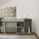 vidaXL LED-sminkebord med skap betonggrå konstruert tre