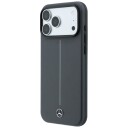 Mercedes Semi-Wrap i skinn med Iconic Line MagSafe-etui til iPhone 18 Pro / 17 Pro – mørkegrå