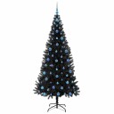  Juletre med 300 LED med stativ Svart 210 cm PVC