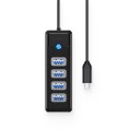 Orico PW4U-C3 USB-hub med 4x USB-A 3.0 1m Svart