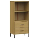vidaXL Bokhylle med 2 skuffer brun 60x35x128,5 cm heltre OSLO