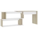 vidaXL Skrivebord hjørne hvit sonoma eik 200x50x76 cm konstruert tre