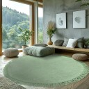 Runde tepper   Alba Natural Cotton Shaggy lysegrønn Størrelse: Ø 160 cm