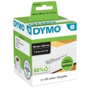 DYMO LW adresseetiketter, 28mm x 89mm, selvklebende, ruller med 130, 2-pakk (260 stk. i alt), original