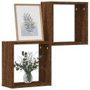  Vegghyller kubeformet 2 stk brun eik 30x15x30 cm 8720286978870