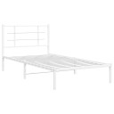 vidaXL Sengeramme i metall med hodegavl hvit 107x203 cm 8721012304055