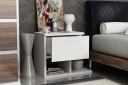 Decorotika Nattbord 46 cm med Oppbevaring Skuff + Hyller - Hvit