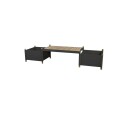 Cane-line Sticks benk Teak/lava grey Inkl. 2 plantekasser Natur