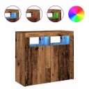  Skjenk med LED-lys gammelt tre 80x35x75 cm konstruert tre 8721158437983