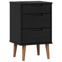  Nattbordskap med skuff Svart 40 x 35 x 65 cm Massiv furu