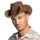 Brun Cowboyhatt med Skinnimitert Useende