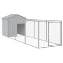 vidaXL Hundehus med tak lysegrå 117x405x123 cm galvanisert stål